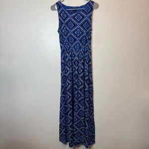 Lucky Brand Ikat Style Blue Tank Top Maxi Dress Size Extra Small XS